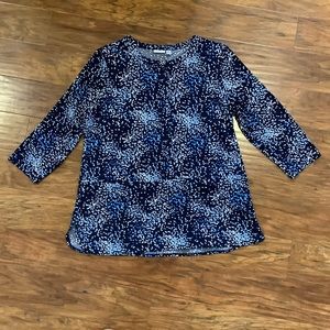 Croft & Barrow XL Black Blue White Dotted Shirt